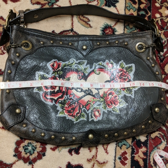 Isabella Fiore Chained Me Hearty Tattoo Distressed Leather Handbag - Picture 16 of 16